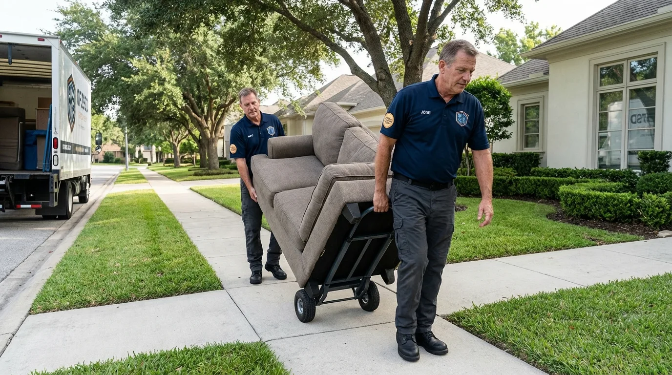 Local residential moving crew loading furniture in Haddonfield, NJ